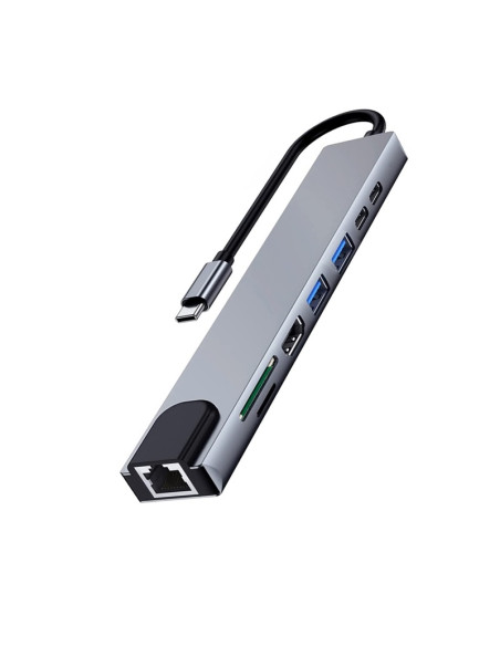 EWENT EW1146 USB-C A LETTORE DOCK MULTIPORT 8 IN 1 HDMI | USB-C PD / USB-A | LAN
