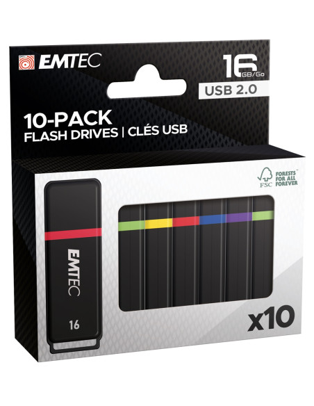EMTEC 16GB USB2.0 PEN DRIVE K100 10PZ COLOR ECOPAC IN CARTONCINO