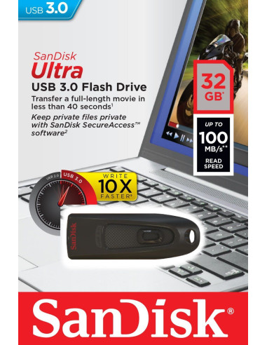 SANDISK PEN DRIVE 32GB USB 3.0 CRUZER ULTRA 100Mb/40Mb