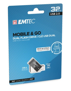 EMTEC DUAL USB2.0 MICRO-USB PEN DRIVE 32GB T260