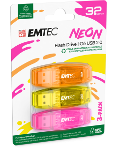 EMTEC USB2.0 PEN DRIVE 32GB C410 NEON MULTIPACK 3PZ