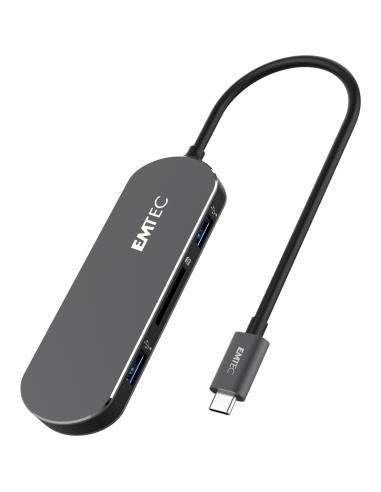 EMTEC HUB T650C TYPE-C 2 ADATTATORE LETTORE PORTA USB3.1+1SD BLACK