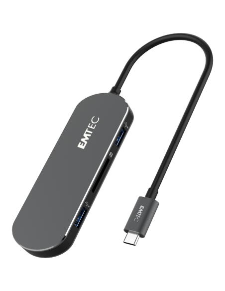 EMTEC HUB T650C TYPE-C 2 ADATTATORE LETTORE PORTA USB3.1+1SD BLACK