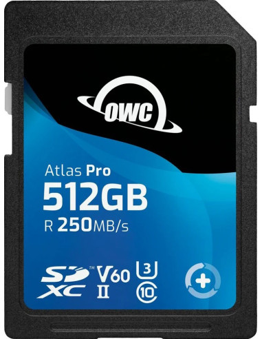 OWC SDV60P0512 512GB ATLAS PRO SDXC UHS-II V60 MEDIA CARD - R250 MB/S W130MB/S