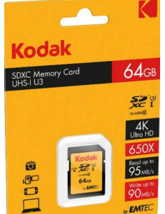 KODAK SD XC 64GB 100MB/100MB CL.10 U3 V30  4K ULTRA PERFORMANCE