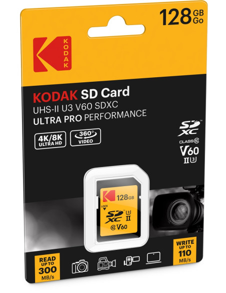 KODAK SD 128GB 300MB/160MB UHS-II U3 CL.10 V60 4K/8K ULTRA PRO