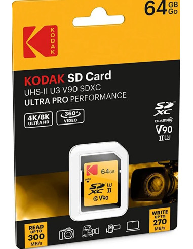 SDXC 64GB Classe 10 UHS-II U3 V90 Ultra Pro Performance