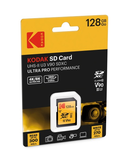 KODAK SD XCII 128GB 300MB/270MB UHS-II U3 CL.10 V90 4K/8K ULTRA PRO