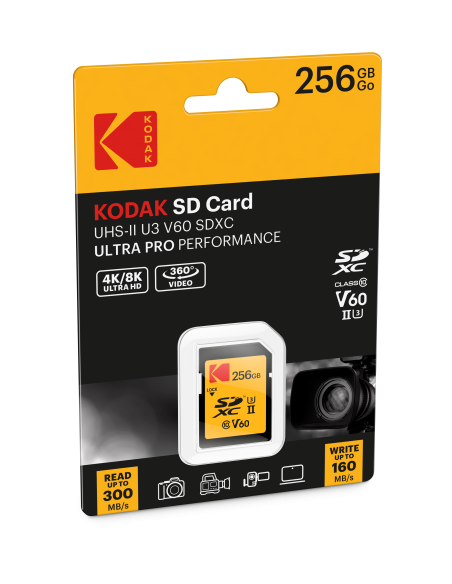 KODAK SD 256GB 300MB/160MB UHS-II U3 CL.10 V60 4K/8K ULTRA PRO