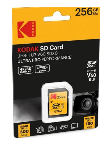 KODAK SD 256GB 300MB/160MB UHS-II U3 CL.10 V60 4K/8K ULTRA PRO