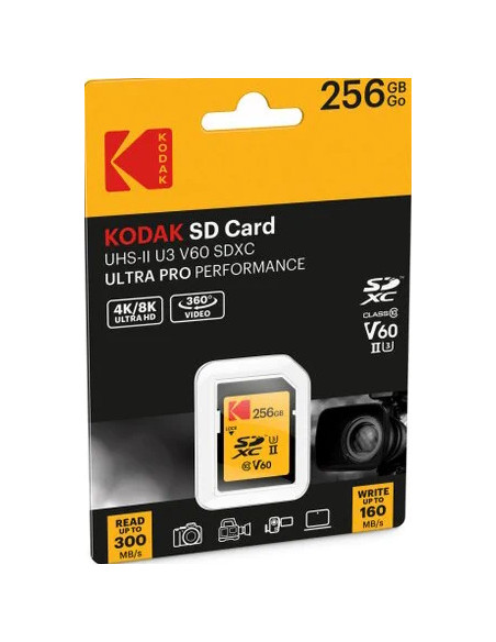 KODAK SD 256GB 300MB/160MB UHS-II U3 CL.10 V60 4K/8K ULTRA PRO