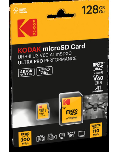KODAK MICRO SD 128GB UHS-II U3 V60 PRO CON ADATTATORE