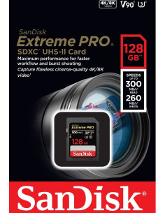 SANDISK SD 128GB EXTREME PRO V90 U3 UHS II C10 260Mb/300Mb 1667X