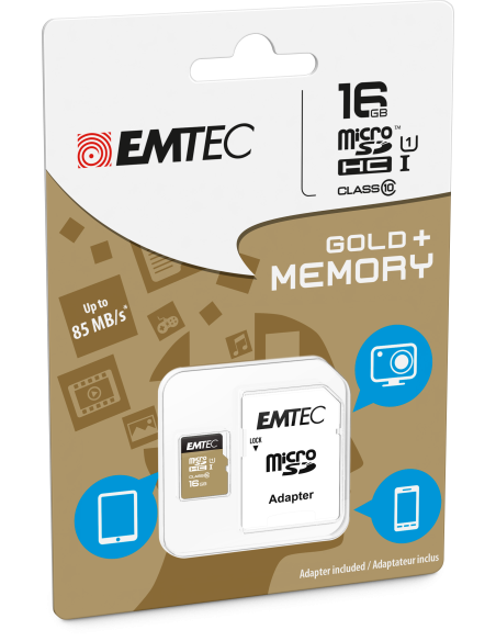 16GB Micro SDHC CL.10 Gold Plus U1 + adattatore