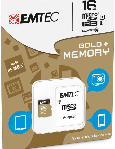 16GB Micro SDHC CL.10 Gold Plus U1 + adattatore