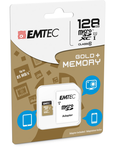 EMTEC MICRO SDXC 128GB CL.10 GOLD PLUS 85Mb/24Mb U1 CON ADATTATORE