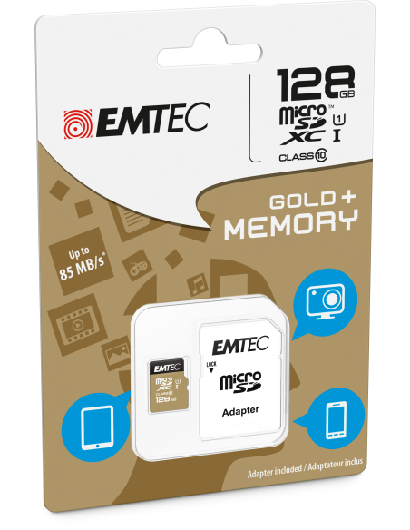 EMTEC MICRO SDXC 128GB CL.10 GOLD PLUS 85Mb/24Mb U1 CON ADATTATORE