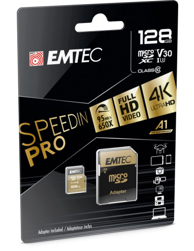 EMTEC MICRO SD 128GB UHS-I SPEEDIN PRO 100Mb/100Mb U3 V30 A1 CON ADATTATORE