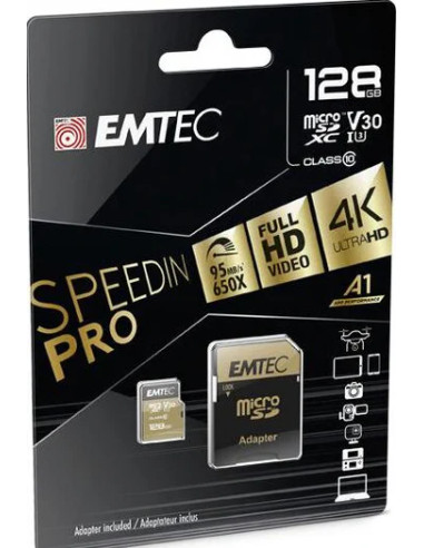 EMTEC MICRO SD 128GB UHS-I SPEEDIN PRO 100Mb/100Mb U3 V30 A1 CON ADATTATORE