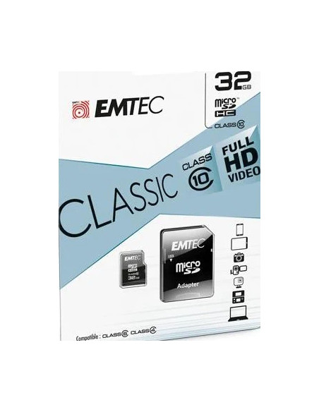 EMTEC MICRO SD HC 32GB CL.10 CLASSIC 20Mb/12Mb CON ADATTATORE