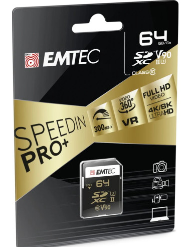 EMTEC SD 64GB 300MB/270MB UHS-II U3 V90 4K/8K SPEEDIN PRO+