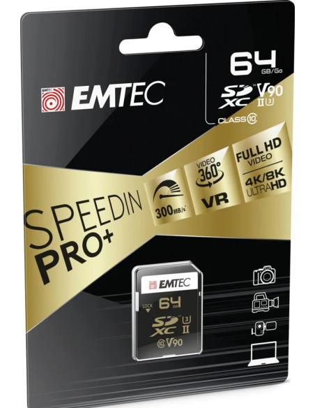 EMTEC SD 64GB 300MB/270MB UHS-II U3 V90 4K/8K SPEEDIN PRO+