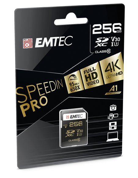EMTEC SD 256GB UHS-I U3 V30 100MBS SPEEDIN PRO