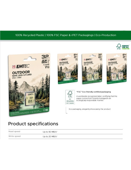 EMTEC SD 64GB OUTDOOR UHS1 U1 V10  IP6X IPX7