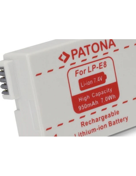 PATONA BATTERY CANON LP-E8 LPE8 EOS 550D EOS 600D EOS 550-D EOS 600-D