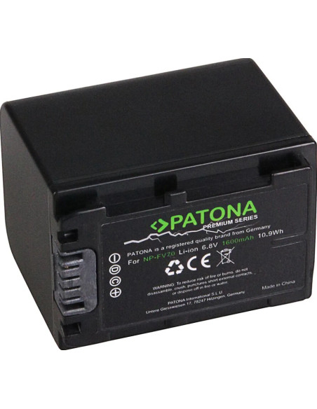 PATONA PREMIUM BATTERY SONY NP-FV30 NP-FV50 NP-FV70 NP-FV100 DCR SR21E