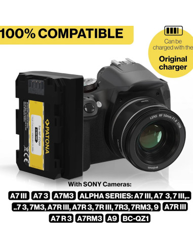 PATONA BATTERY SONY NP-FZ100 A7 III A7M3 ALPHA 7 III A7 R III A7RM3 ALPHA 7 R III A9 ALPHA 9 FZ100