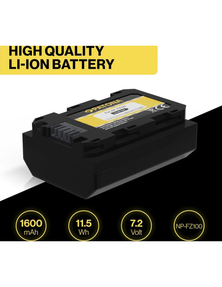 PATONA BATTERY SONY NP-FZ100 A7 III A7M3 ALPHA 7 III A7 R III A7RM3 ALPHA 7 R III A9 ALPHA 9 FZ100