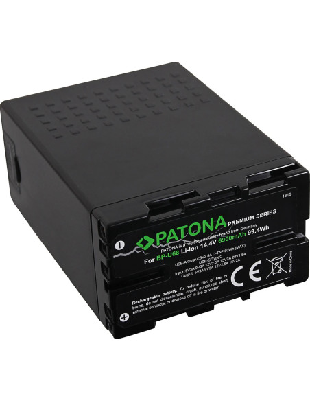 PATONA BATTERY PREMIUM SONY BP-U68 BP-U65 BP-U60 6900MAH+USB-PORTS FOR PD-CHARGER USB-C/USB