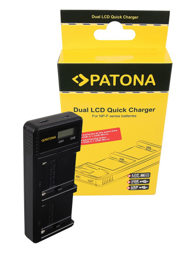 PATONA DUAL LCD USB CHARGER  SONY NP-F550 F750 F970 FM50 FM500HA1 NP_F