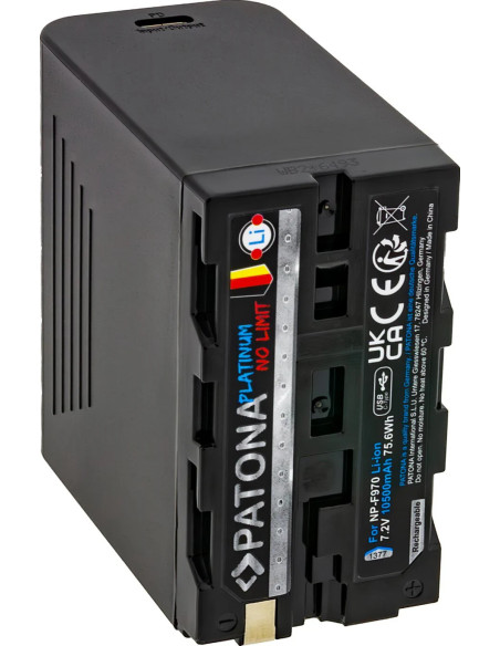 PATONA PLATINUM BATTERY WITH PD20W USB-C IN/OUT FOR SONY NP-F970 F960 F950 PD20W USB-A 5V/2A