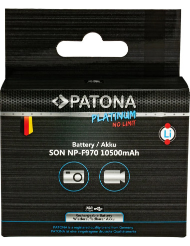 PATONA PLATINUM BATTERY WITH PD20W USB-C IN/OUT FOR SONY NP-F970 F960 F950 PD20W USB-A 5V/2A