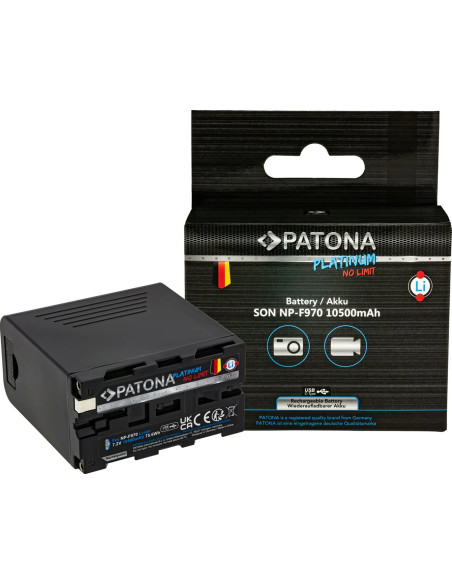 PATONA PLATINUM BATTERY WITH PD20W USB-C IN/OUT FOR SONY NP-F970 F960 F950 PD20W USB-A 5V/2A