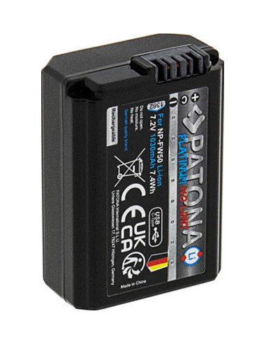 PATONA PLATINUM BATTERY WITH USB-C INPUT FOR SONY NP-FW50 NEX.3 NEX.3C NEX.5 NEX.5A