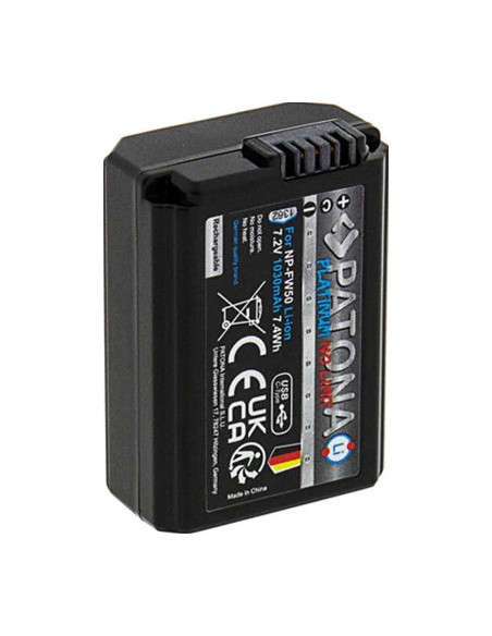 PATONA PLATINUM BATTERY WITH USB-C INPUT FOR SONY NP-FW50 NEX.3 NEX.3C NEX.5 NEX.5A