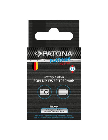 PATONA PLATINUM BATTERY WITH USB-C INPUT FOR SONY NP-FW50 NEX.3 NEX.3C NEX.5 NEX.5A