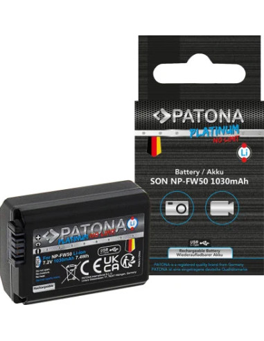 PATONA PLATINUM BATTERY WITH USB-C INPUT FOR SONY NP-FW50 NEX.3 NEX.3C NEX.5 NEX.5A