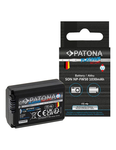 PATONA PLATINUM BATTERY WITH USB-C INPUT FOR SONY NP-FW50 NEX.3 NEX.3C NEX.5 NEX.5A