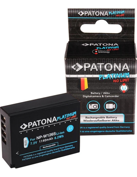 PATONA PLATINUM BATTERY FUJI NP-W126S HS33 EXR FUJIFILM FUJI FINEPIX -PRO 1 HS30 EXR FUJI X-T3, VPB-XT3