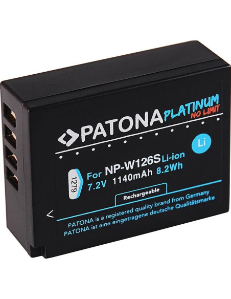 PATONA PLATINUM BATTERY FUJI NP-W126S HS33 EXR FUJIFILM FUJI FINEPIX -PRO 1 HS30 EXR FUJI X-T3, VPB-XT3