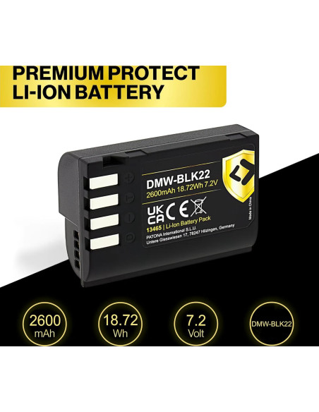 PATONA PROTECT BATTERY PANASONIC DMW-BLK22 DC-S5 G9 GH5 GH5S