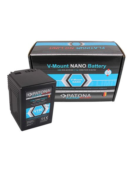 PATONA PLATINUM NANO V190 V-MOUNT 189WH SONY DSR 600P 650P 652P HDW 800P PDW 850 BP-150W RED ARRI
