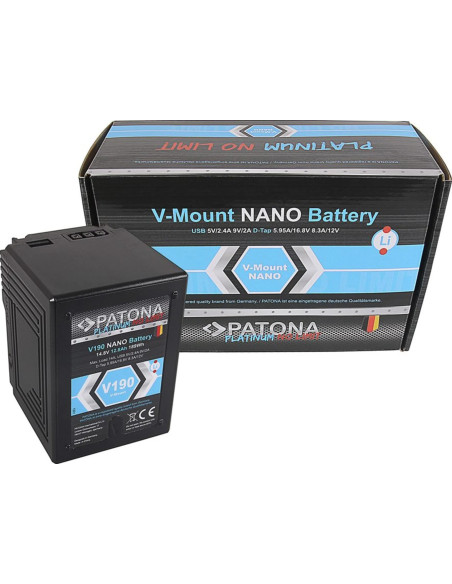PATONA PLATINUM NANO V190 V-MOUNT 189WH SONY DSR 600P 650P 652P HDW 800P PDW 850 BP-150W RED ARRI