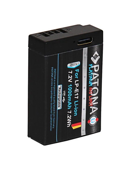 PATONA PLATINUM BATTERY WITH USB-C INPUT F. CANON LP-E17 EOS RP 77D 200D 750D 760D 8000D KISS X8I M3 REBEL REBEL T6I