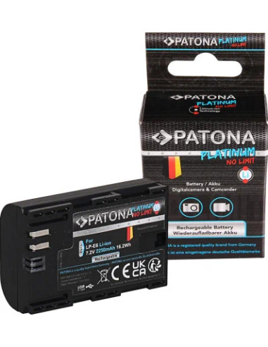 PATONA PLATINUM BATTERY WITH USB-C INPUT F. CANON LP-E6 LPE6 EOS 60D 70D 5D 6D 7D MARK III