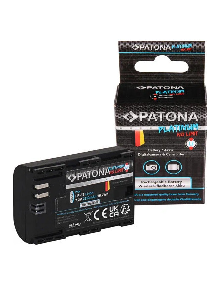 PATONA PLATINUM BATTERY WITH USB-C INPUT F. CANON LP-E6 LPE6 EOS 60D 70D 5D 6D 7D MARK III